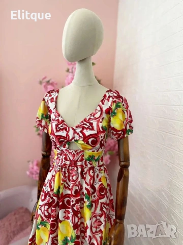 лятна дълга рокля с лимони , снимка 5 - Рокли - 53170577