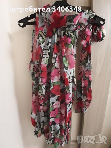 Флорална блуза, шифон. Размер L., снимка 5 - Корсети, бюстиета, топове - 43030431