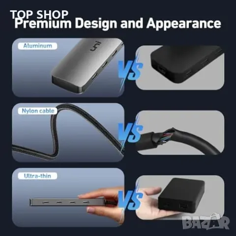 Нов USB-C хъб 10Gbps с 4 порта и 100W захранване за MacBook, iPad, снимка 4 - Друга електроника - 49451192