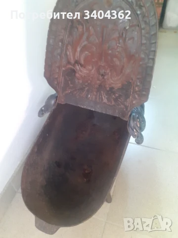 Голям стар бароков емайлиран мангал печка чугун, снимка 4 - Антикварни и старинни предмети - 50667038