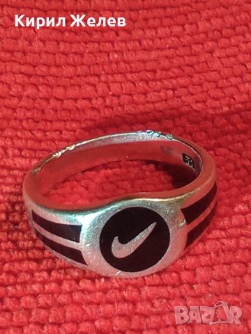 NIKE Марков ЕМАЙЛИРАН СРЕБЪРЕН АРТ ПРЪСТЕН СРЕБРО 925 АК - НАЙК ОРИГИНАЛЕН с МАРКИРОВКИ 34613