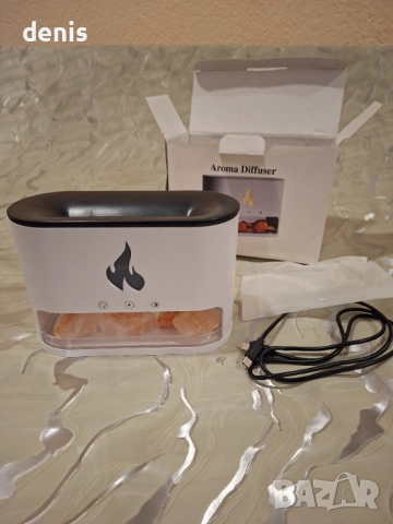 Дифузер/овлажнител с хималайска сол 250 мл, OPTIM SOLUTION, 3D ефект на пламъка, фина дифузия, пречи, снимка 2 - Друга електроника - 52924724