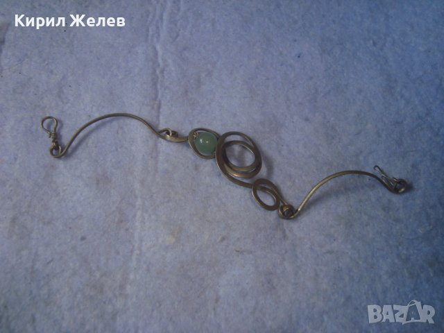 СТАРА МЕЛХИОРЕНА АРТ ГРИВНА с ЮВЕЛИРНО ПОЛИРАН ЗЕЛЕН НЕФРИТ РЪЧНА МАЙСТОРСКА ИЗРАБОТКА 32132, снимка 4 - Гривни - 37656587