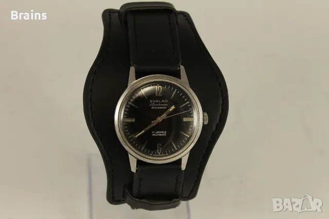 1950's SVALAN SPORTSMAN Швейцарски Стоманен Военен Часовник, снимка 2 - Антикварни и старинни предмети - 49647473