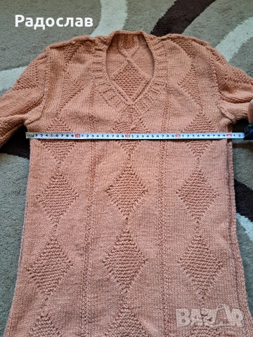 Нов ръчно плетен вълнен пуловер, снимка 3 - Пуловери - 53157768