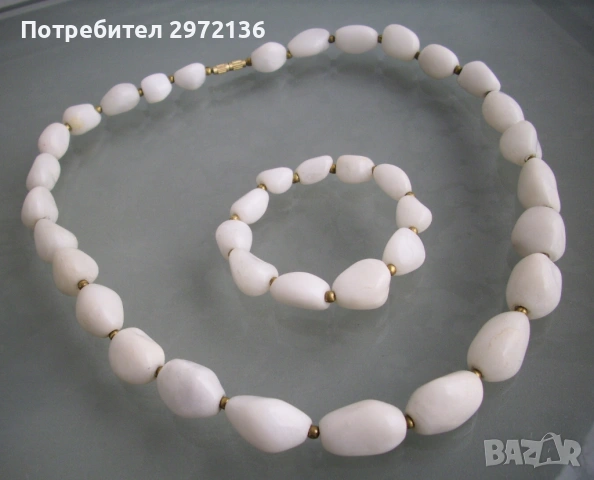 Колие и гривна бял ахат, снимка 6 - Бижутерийни комплекти - 53102023