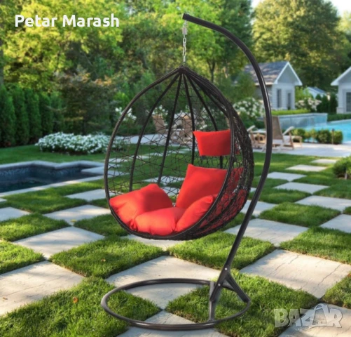Ратанова Маса и 2 Стола + Луксозна Висяща Люлка тип Гнездо – Градински Комплект за Релакс, снимка 3 - Градински мебели, декорация  - 50634269