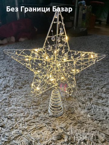 Нова Коледна Звезда с LED Осветление 25x20см - Метален Дизайн Украса елха Коледа, снимка 8 - Други - 43264306