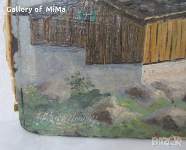  1947 - 2 картини планински пейзаж, подписани, снимка 3 - Картини - 28888514