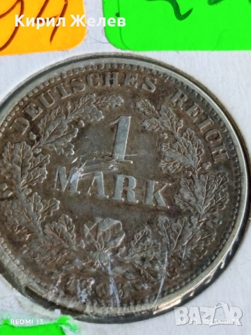 Сребърна монета 1 марка 1906г. DEUTSCHE RAICH рядка за КОЛЕКЦИЯ 20794, снимка 6 - Нумизматика и бонистика - 51486848