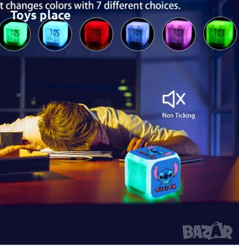 Електронен настолен светещ часовник, будилник Лило и Стич Lilo and Stitch , снимка 3 - Детски - 50779107