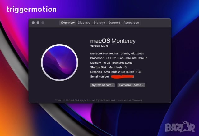 Apple MacBook Pro 15" (Mid 2015) A1398, 2.5GHz i7, 16GB RAM/512GB SSD, Батерия 23 цикъла, Кирилица, снимка 5 - Лаптопи за работа - 52737217