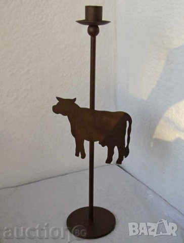  Свещник, метален с крава, животно, фигура