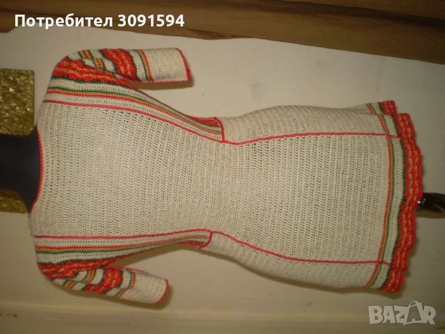 Винтидж плетена рокле с къс ръкава многоцветни мотиви , снимка 8 - Рокли - 53600061