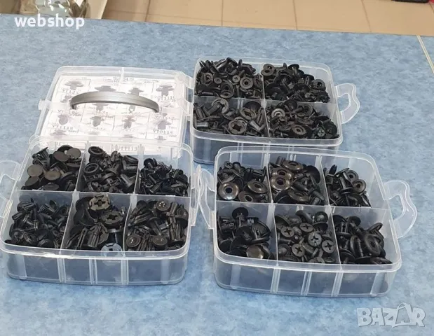 Комплект от 620 части, скоби, щипки и пластмасови щифтове за фиксиране на кола, снимка 1