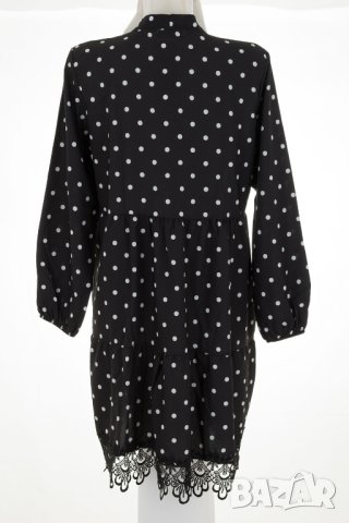 Черна рокля на бели точки Rylko by Agnes & Paul - M, снимка 2 - Рокли - 43113886