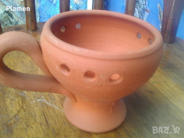 Стар български глинен свещник, снимка 1 - Други ценни предмети - 38783705