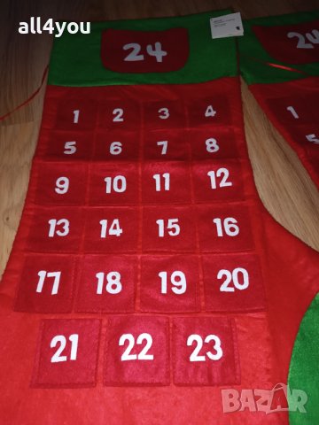 Коледен чорап с адвент календар, снимка 2 - Декорация за дома - 43884366