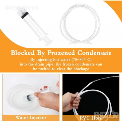 4155 Комплект за почистване на запушен дренаж на хладилник със спринцовка и гъвкава тел с четка, снимка 4 - Други стоки за дома - 44012854