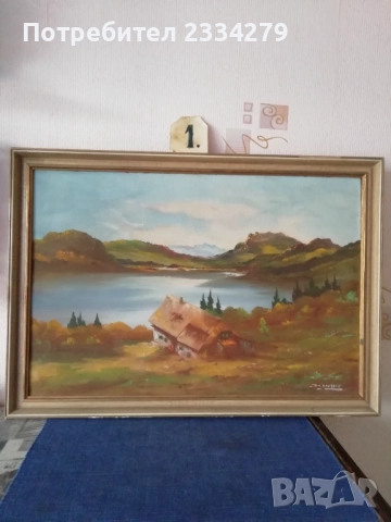 Стари картини, рисувани на платно с автографи , снимка 3 - Антикварни и старинни предмети - 49244519