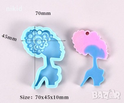 Жена лице в профил с прическа силиконов молд форма декор украса фондан шоколад гипс торта смола