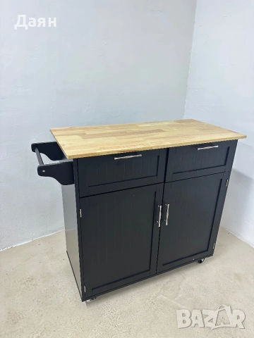 Многофункционален дървен кухненски шкаф с 2 чекмеджета на колелца HOMCOM, снимка 3 - Шкафове - 53141154