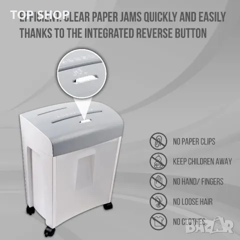 Шредер за хартия Zoomyo 10 листа с кръстосано рязане раздробява хартия кредитни карти, снимка 5 - Друго - 49050286