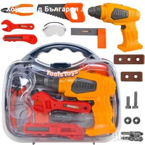 Детски куфар 16в1 с инструменти и въртяща се бормашина