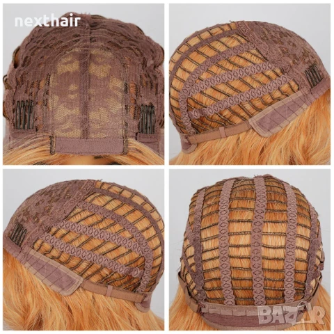 Оранжева къдрева перука с руси краища на път, снимка 3 - Аксесоари за коса - 50457402