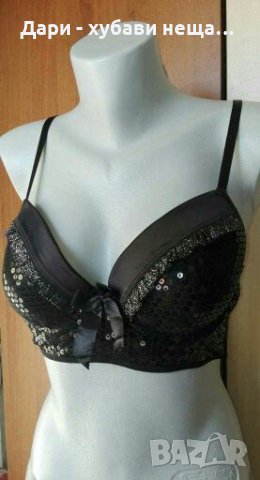 Красив сутиен - бюстие, с пайети и сатен💞🍀80-85, B-C💞🍀арт.2072