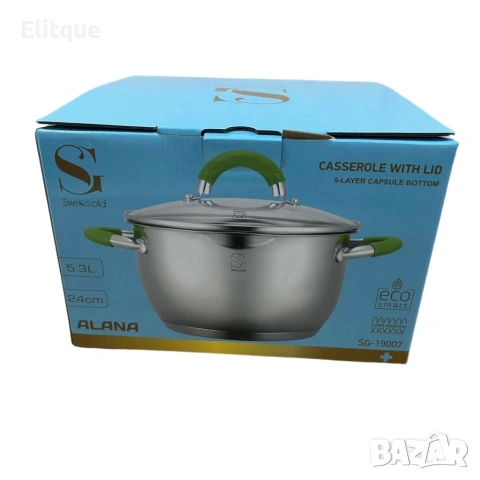 Комплект тенджери Swissgold Alana – 3 броя с капак от неръждаема стомана с 5-слойно капсулно дъно, снимка 2 - Съдове за готвене - 53051076