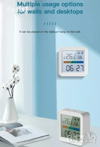 Tuya TH08B WiFi Сензор за температура и влажност Хигрометър и термометър с подсветка , снимка 9 - Друга електроника - 50534019