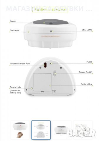 Автоматичен диспенсър за дезинфектант или течен сапун, снимка 4 - Друго търговско оборудване - 32288514