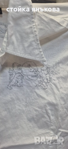 Продавам интересна бяла мъжка риза дълъг ръкав., снимка 2 - Ризи - 51653746