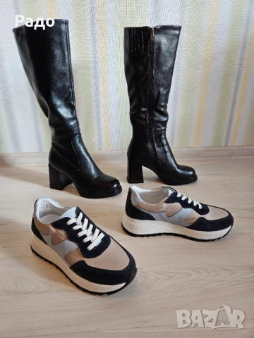 Нови дамски елегантни ботуши STILLO от естествена кожа зимни с вата на висок и дебел ток обувки № 38, снимка 6 - Дамски ботуши - 52944985
