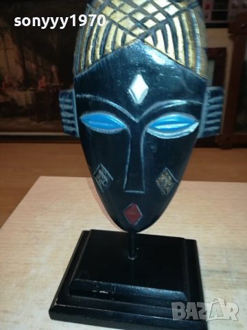 ДЪРВЕНА МАСКА НА СТОЙКА ОТ ФРАНЦИЯ 0312231002, снимка 3 - Антикварни и старинни предмети - 43249915