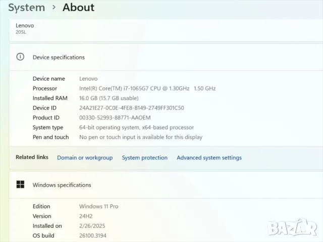 Мощен лаптоп Lenovo ThinkBook 14-1IL 14" i7-1065G7/RAM 16GB/SSD 512GB NVMe с лиценз Windows 11 Pro, снимка 8 - Лаптопи за работа - 49491474