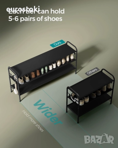 SONGMICS Стойка за обувки, 3-етажен органайзер за обувки, побира до 18 чифта обувки, регулируема , снимка 2 - Други - 52456863