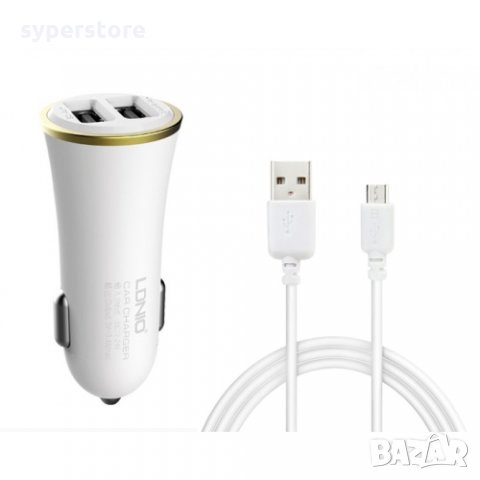 Зарядно 12V/3.1A с кабел Micro USB 2-USB изхода LDNIO DL-C23 SS001124 за Samsung, Huawei и др.