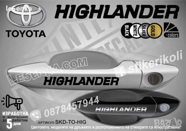 Toyota Highlander стикери дръжки SKD-TO-HIG