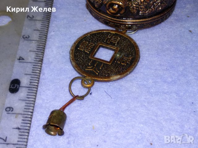 КРАСИВА КИТАЙСКА ТРАДИЦИОННА ФЪН ШУЙ МЕСИНГОВА ПОМЕДНЕНА ОРНАМЕНТИРАНА КАМБАНКА ЗВЪНЧЕ 21441, снимка 5 - Декорация за дома - 43805251