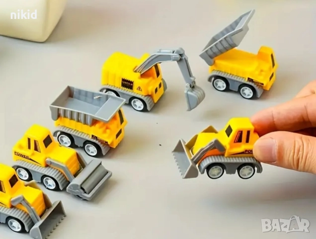 5 бр Багери багер кран строителни машини подвижни гуми пластмасови PVC фигурки за игра декор торт, снимка 5 - Фигурки - 52716331