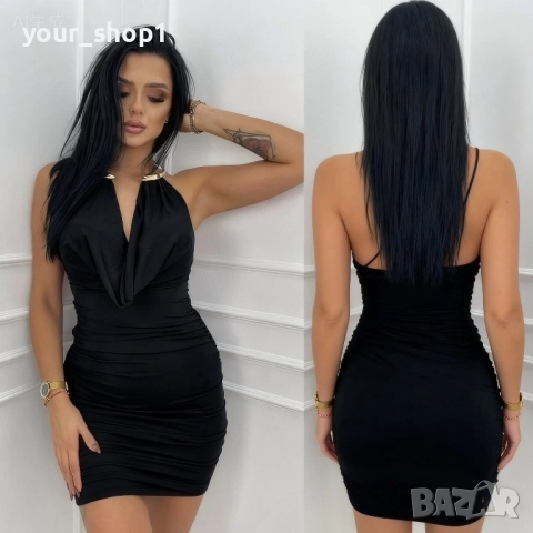 Елегантна къса рокля черно Бордо червено , снимка 3 - Рокли - 52682876