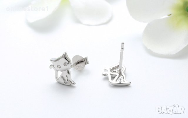 Сребърни Обеци Котета - 925 печат сребро BT422, снимка 6 - Обеци - 28148663