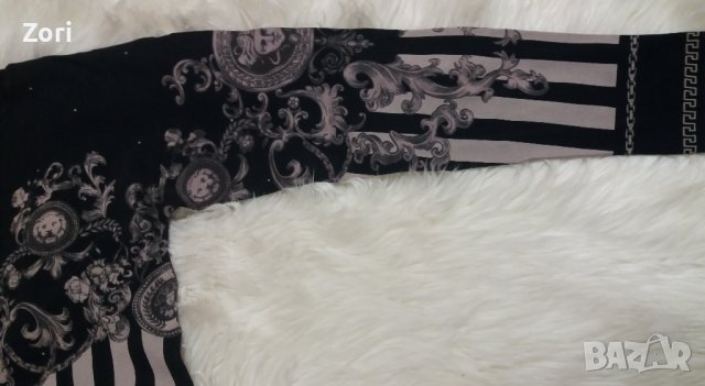 Черна блуза с Версаче принт , снимка 4 - Тениски - 40349728