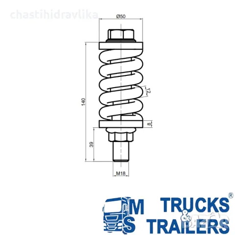 Пружинен болт M18x140 25850100, снимка 2 - Части - 49762958