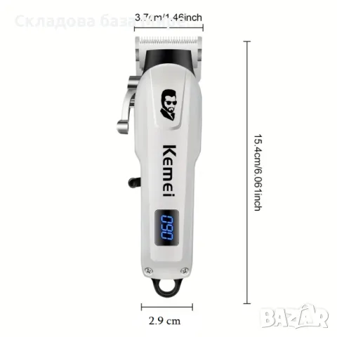  Професионалнa машинка Kemei, Регулируема глава, USB-Презареждаща батерия, LED дисплей , снимка 2 - Тримери - 48034766