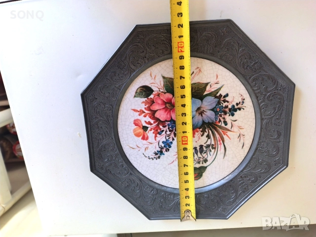 Прекрасна Колекционерска Чиния Калай И Керамика, снимка 7 - Други - 52121610