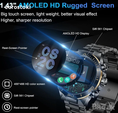 Мъжки смарт часовник H33, отговаряне/осъществяване на повиквания, 130+ спортни режима, монитор , снимка 7 - Смарт гривни - 53155894
