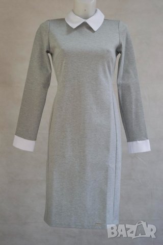 Елегантна рокля в сив меланж Numoco - S, снимка 2 - Рокли - 43112613